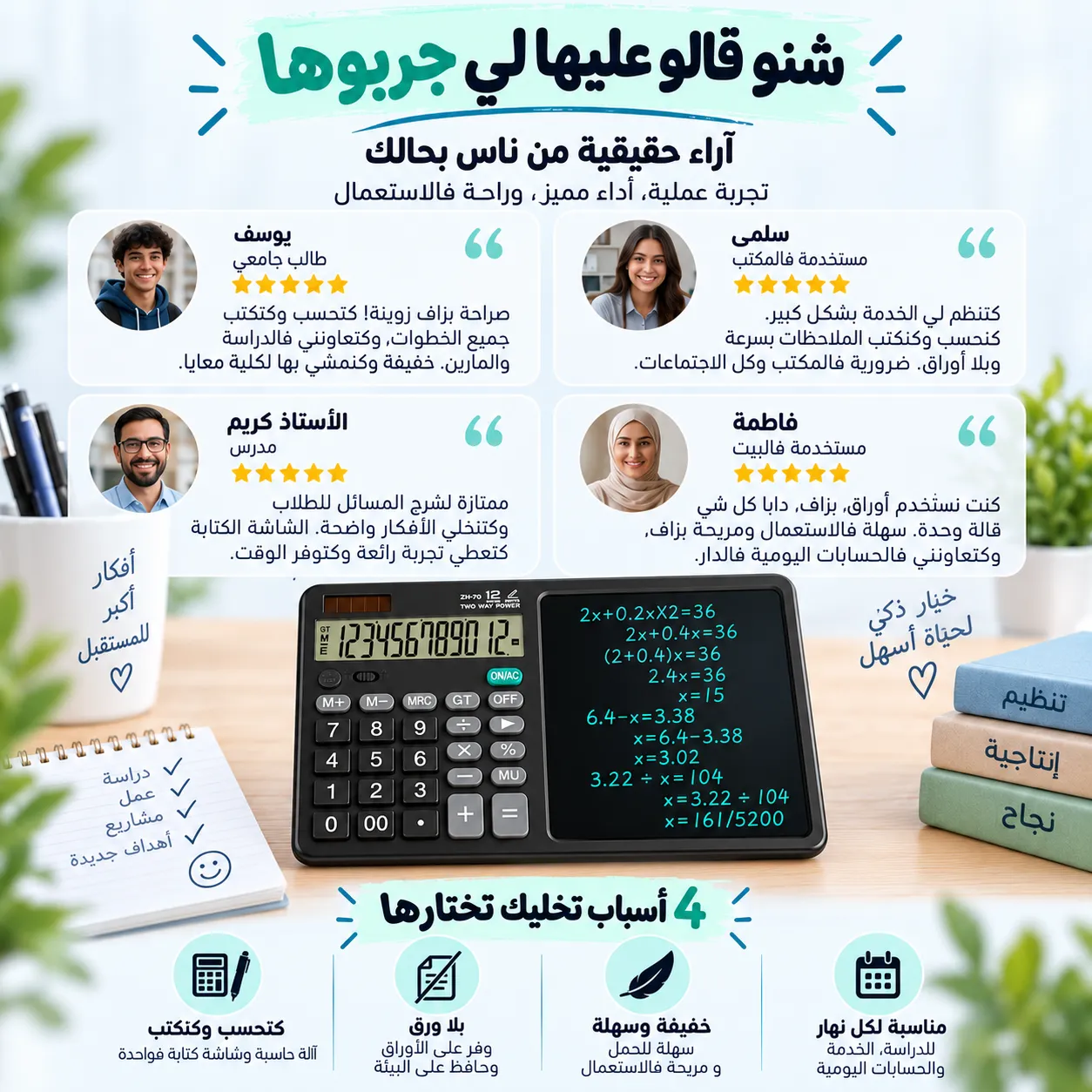 آلة حاسبة 2 في 1 مع شاشة كتابة LCD 4