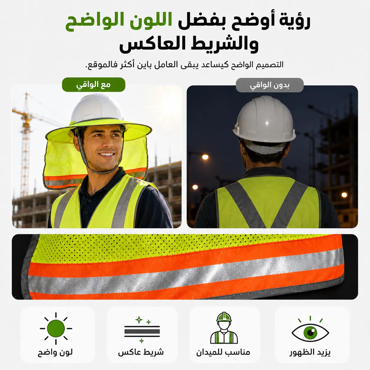Pare‑Soleil pour Casque de Chantier – Nuque & Côtés 6