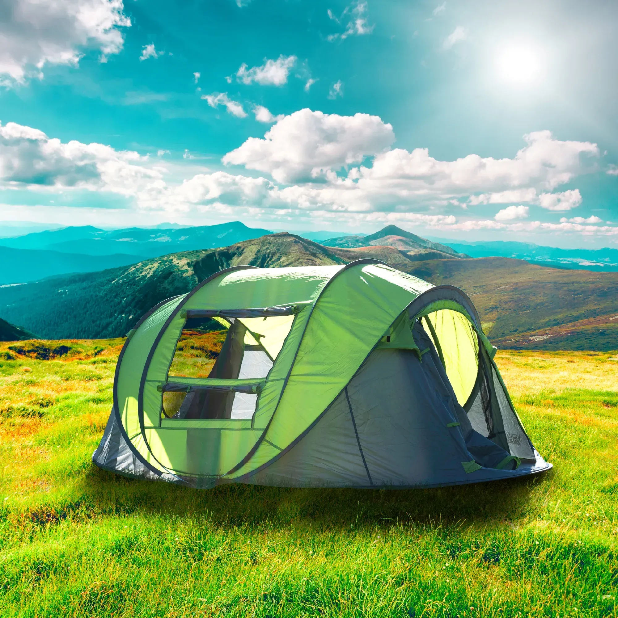 Tente familiale de camping ventilée