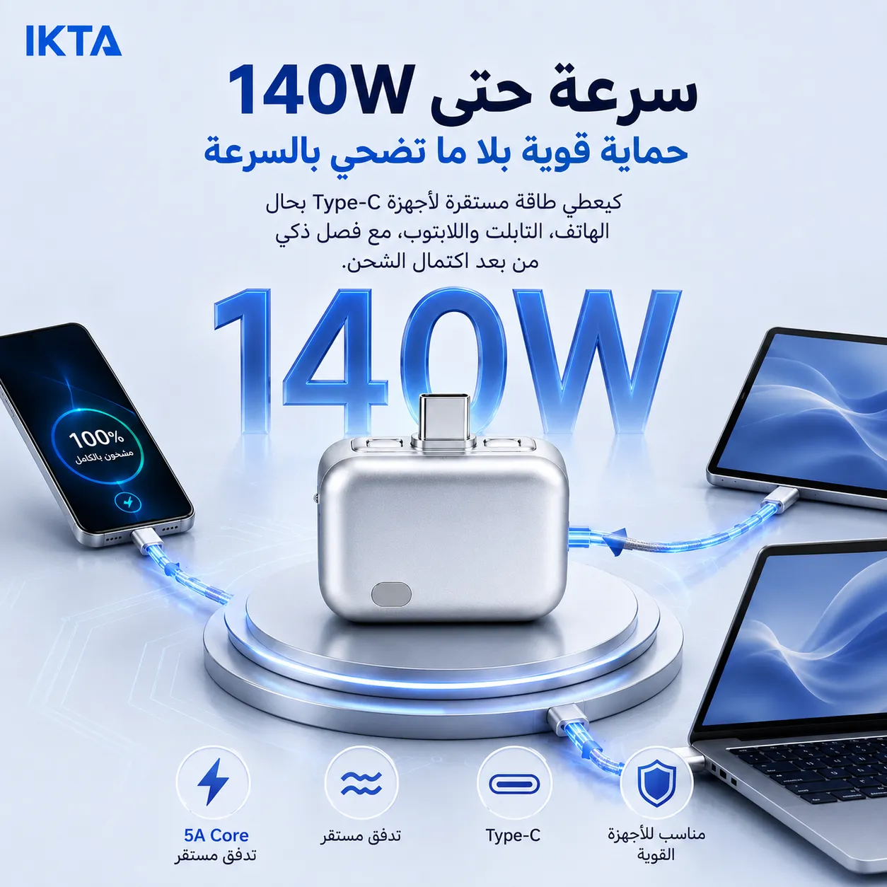 Coupe‑Charge USB‑C Automatique 140W 2