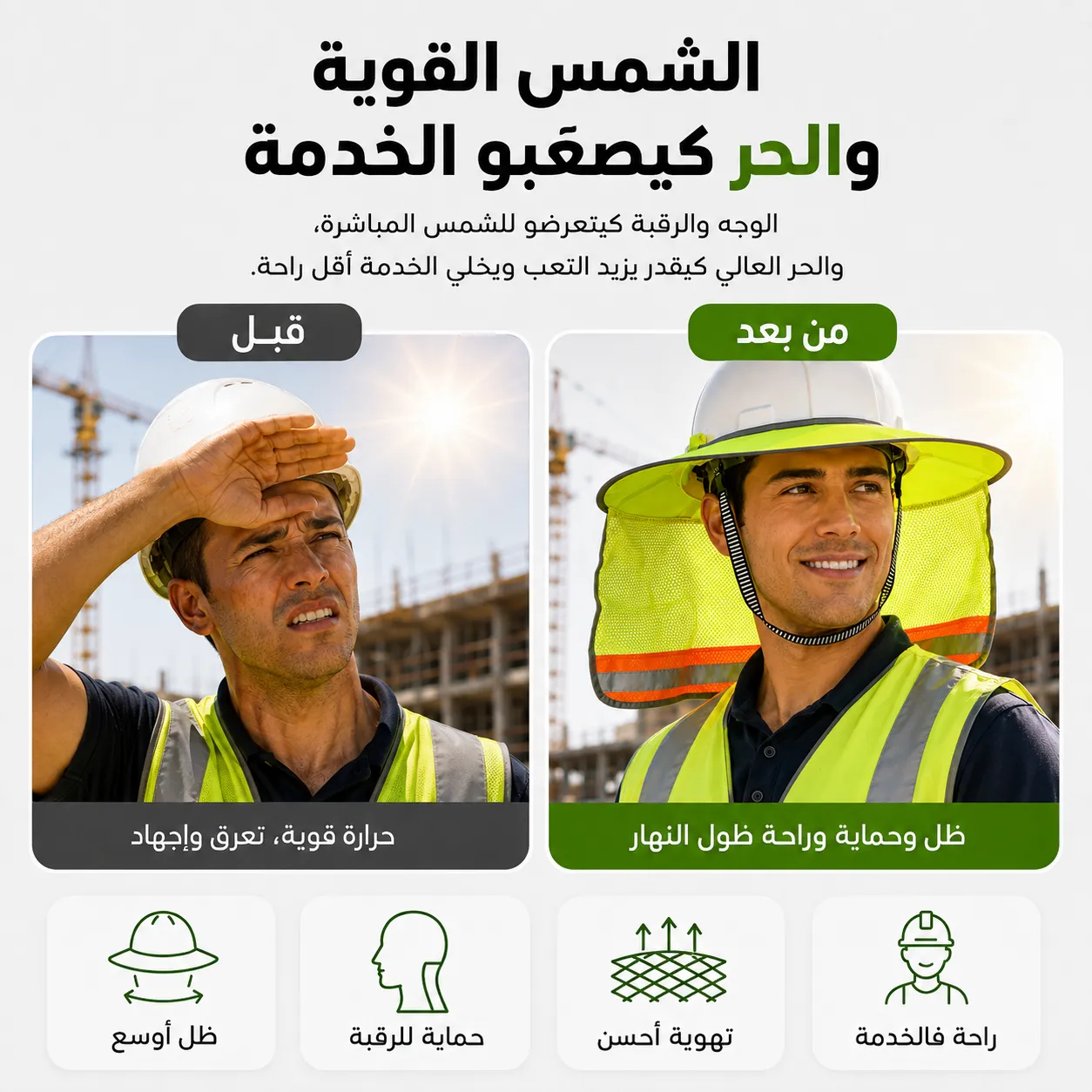 Pare‑Soleil pour Casque de Chantier – Nuque & Côtés 4
