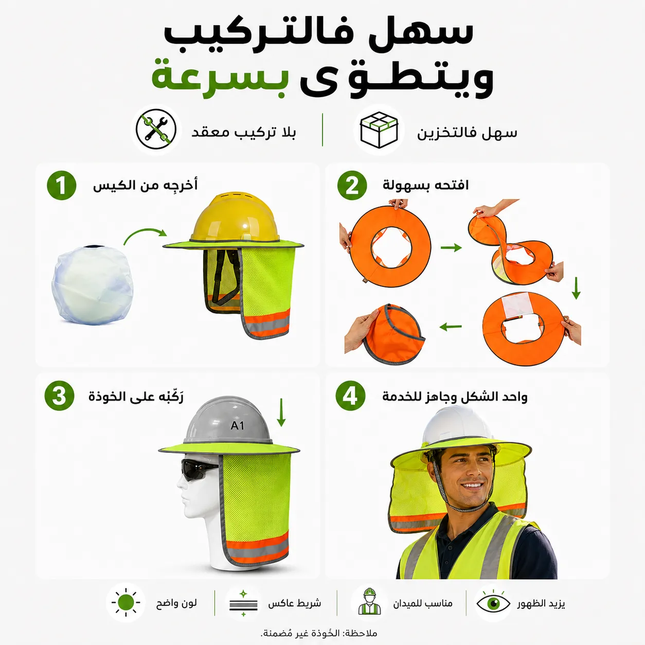 Pare‑Soleil pour Casque de Chantier – Nuque & Côtés 5